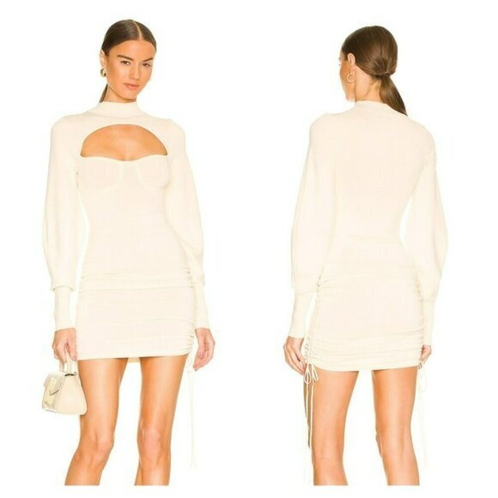 NBD Tanner Ruched Mini Dress Ivory